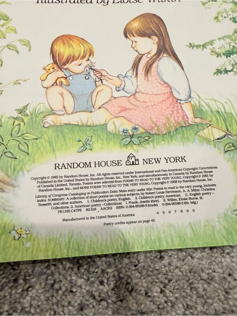 Vintage Kids Poems book Poems to Read to the Very Young Eloise Wilkin hardcover